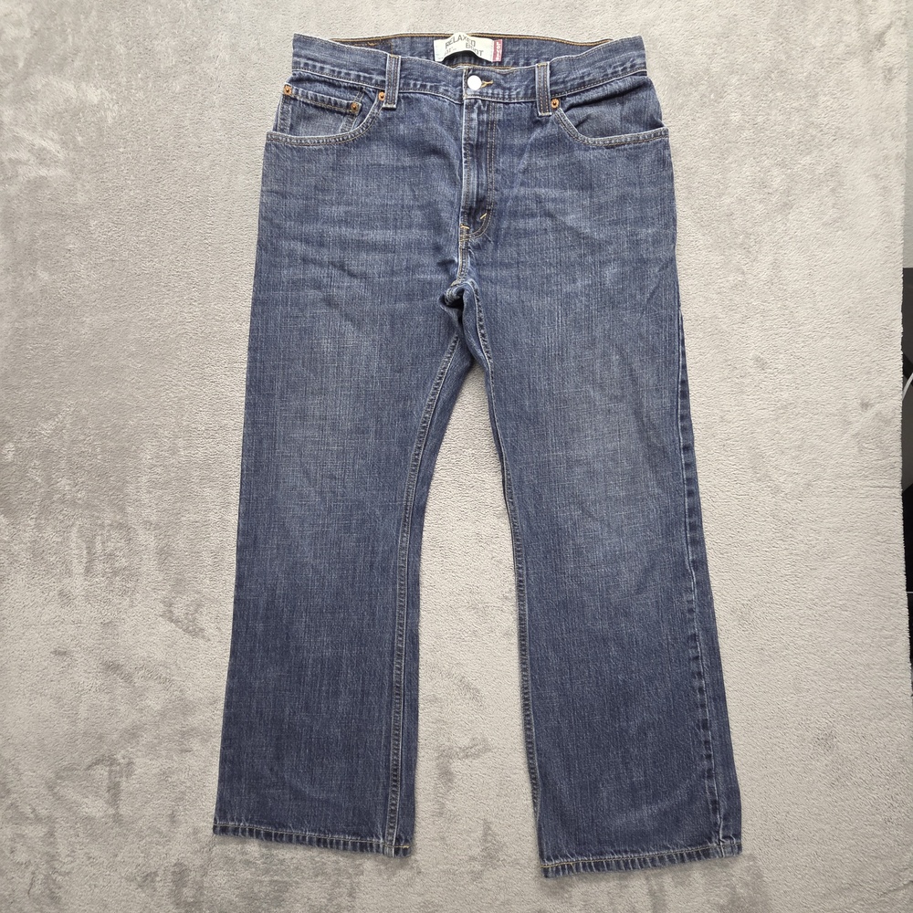 Levi's 557 Jeans Mens Measured 34x29 Blue Relaxed Boot Cut Medium Wash Zip Fly